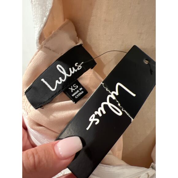 Lulus Sweetest Love Story White Dress Lace High-Low Midi Dress NWT size xs - Picture 9 of 12